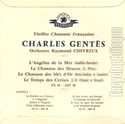 [Pochette de Vieilles chansons franaises (Charles GENTS) - verso]