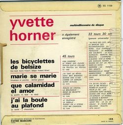 [Pochette de Les bicyclettes de Belsize (Yvette HORNER) - verso]