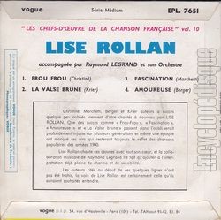 [Pochette de Les chefs d’œuvre de la chanson franaise vol. 10 (Lise ROLLAN) - verso]