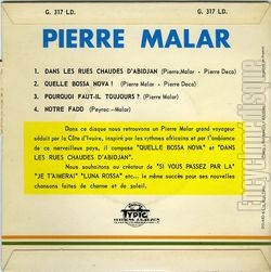 [Pochette de Pierre Malar chante Abidjan (Pierre MALAR) - verso]