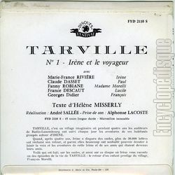 [Pochette de Tarville - N1 "Irne et le voyageur" (DICTION) - verso]
