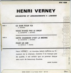[Pochette de Ce soir pour toi (Henri VERNEY) - verso]