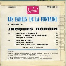 [Pochette de Le fables de la Fontaine (Jacques BODOIN) - verso]