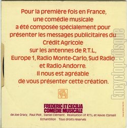 [Pochette de Crédit Agricole campagne radio 1972 - Comédie musicale (PUBLICITÉ) - verso]