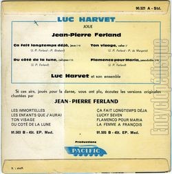 [Pochette de Luc Harvet joue Jean-Pierre Ferland (Luc HARVET) - verso]