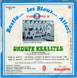 [Pochette de Bastia…les bleus…allez ! (GROUPE REALITES) - verso]