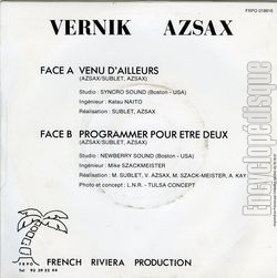 [Pochette de Venu d’ailleurs (Vernik AZSAX) - verso]