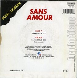[Pochette de Sans amour (Marc DORIAN) - verso]