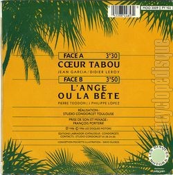 [Pochette de Cœur tabou (Maurice COULOMB) - verso]