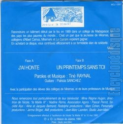 [Pochette de La maison pour Jeanne "Une cole pour Madagascar" (Tin RAYNAL) - verso]