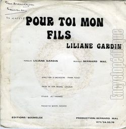 [Pochette de Pour toi mon fils (Liliane GARDIN) - verso]
