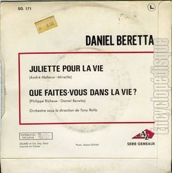 [Pochette de Juliette pour la vie (Daniel BERETTA) - verso]