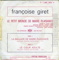 [Pochette de Le Petit monde de Marie Plaisance (T.V. (Tlvision)) - verso]