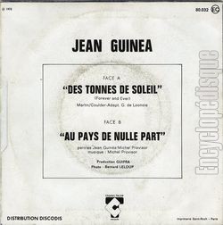 [Pochette de Des tonnes de soleil (Jean GUINA) - verso]