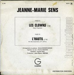 [Pochette de Les clowns (Jeanne-Marie SENS) - verso]