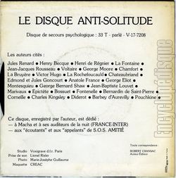 [Pochette de Le disque anti solitude - Disque de secours psychologique (Robert CRANSAC) - verso]