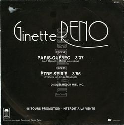 [Pochette de Paris-Qubec (Ginette RENO) - verso]