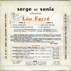 [Pochette de Serge et Sonia chantent Lo Ferr (SERGE ET SONIA) - verso]