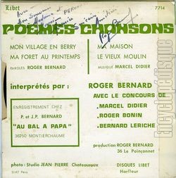 [Pochette de Pomes et chansons (Roger BERNARD) - verso]