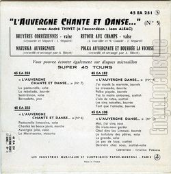 [Pochette de L’Auvergne chante et danse avec Andr Thivet - n5 (Andr THIVET) - verso]