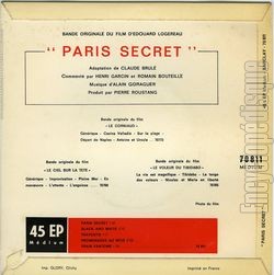 [Pochette de Paris secret (B.O.F.  Films ) - verso]