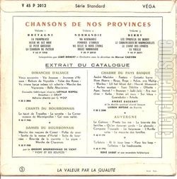 [Pochette de Chansons de nos provinces vol. 4 : Auvergne - Limousin (Aimé DONIAT) - verso]