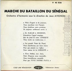 [Pochette de Marche du bataillon du Sngal (Jean AVIGNON) - verso]