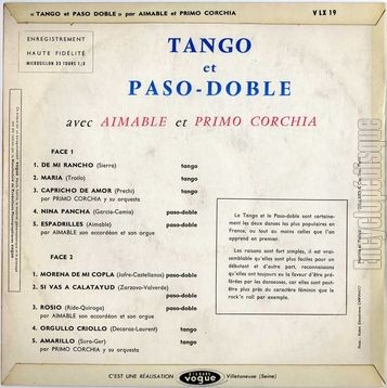 [Pochette de Tango et paso-doble (AIMABLE et Primo CORCHIA) - verso]