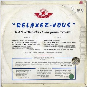 [Pochette de Relaxez-vous (Jean RODERS) - verso]
