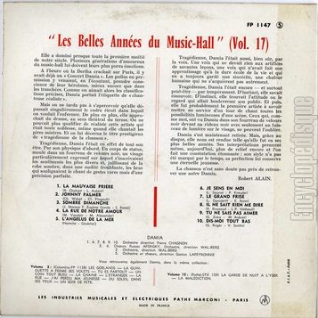 [Pochette de Les belles annes du music-hall vol. 17 (DAMIA) - verso]