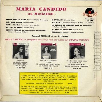 [Pochette de Maria Candido au Music-Hall (Maria CANDIDO) - verso]