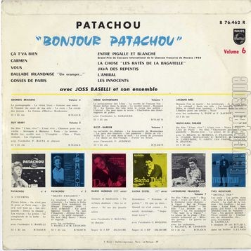 [Pochette de Bonjour Patachou - volume 6 (PATACHOU) - verso]