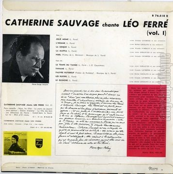 [Pochette de Catherine Sauvage chante Lo Ferr vol. 1 (Catherine SAUVAGE) - verso]