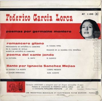 [Pochette de Federico Garcia Lorca - Poemas por Germaine Montero - (Germaine MONTERO) - verso]