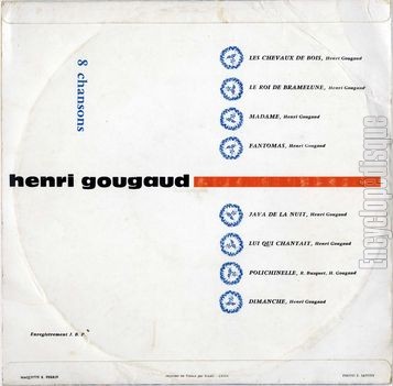 [Pochette de 8 chansons (Henri GOUGAUD) - verso]