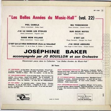 [Pochette de Les belles annes du music-hall vol. 22 (Josphine BAKER) - verso]