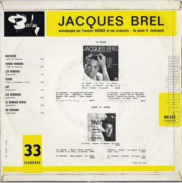[Pochette de Huitième album (Jacques BREL) - verso]