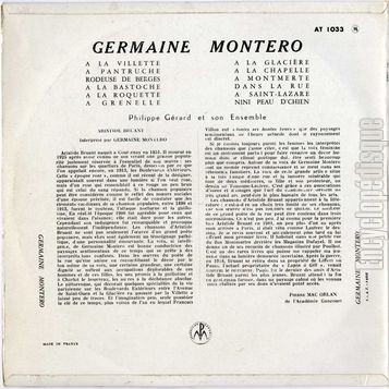 [Pochette de Germaine Montro chante les chansons d’Aristide Bruant (Germaine MONTERO) - verso]