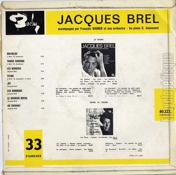 [Pochette de Huitième album (Jacques BREL) - verso]