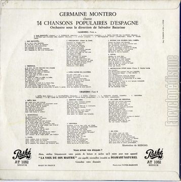 [Pochette de 14 chansons populaires d’Espagne (Germaine MONTERO) - verso]
