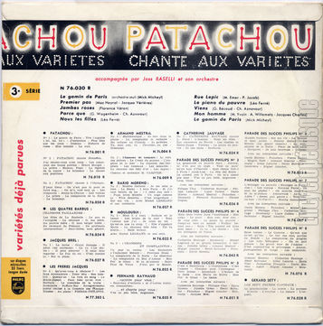 [Pochette de Patachou chante aux Varits - 3me srie (PATACHOU) - verso]