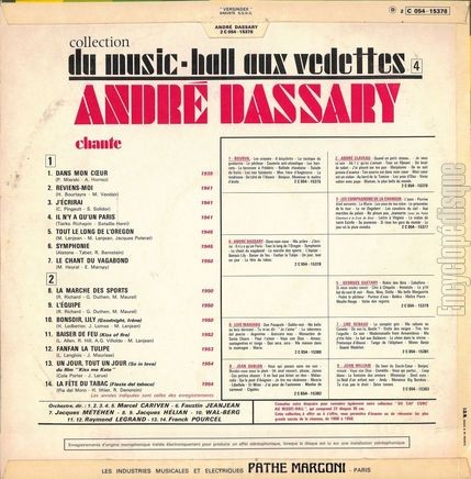 [Pochette de Du music-hall aux vedettes n 4 (Andr DASSARY) - verso]