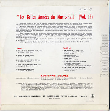 [Pochette de Les belles annes du music-hall vol. 13 (Lucienne DELYLE) - verso]