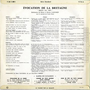 [Pochette de Breiz ma bro - vocation de la Bretagne par ses chants traditionnels (DOCUMENT) - verso]