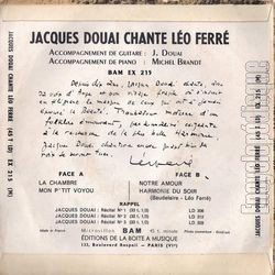 [Pochette de Jacques Douai chante Lo Ferr (Vol. 2) (Jacques DOUAI) - verso]