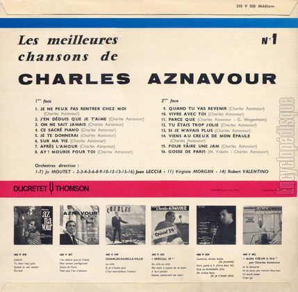 [Pochette de Les meilleures chansons de Charles Aznavour (Charles AZNAVOUR) - verso]
