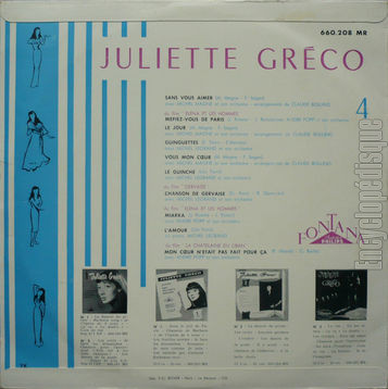 [Pochette de Quatrime album (Juliette GRCO) - verso]