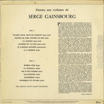 [Pochette de Dansez aux rythmes de Serge Gainsbourg (The LONDON SOUND DANCE ORCHESTRA) - verso]