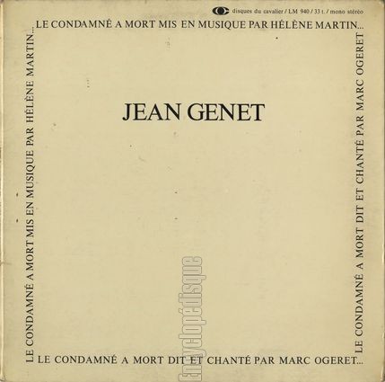 [Pochette de Jean Genet - Le condamn  mort (Hlne MARTIN - Marc OGERET)]