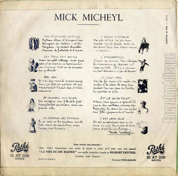 [Pochette de 10 chansons de Mick Micheyl (Mick MICHEYL) - verso]
